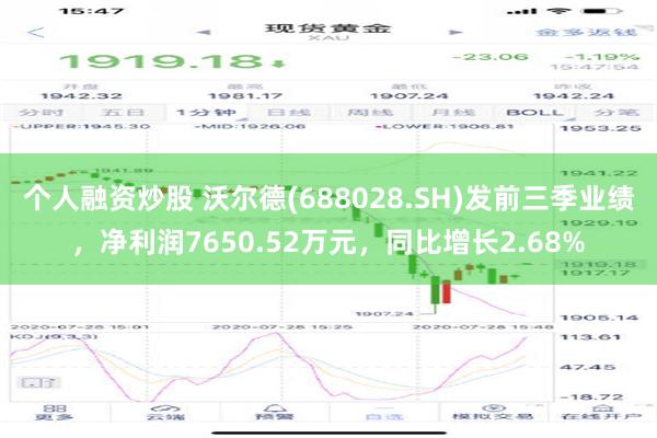 个人融资炒股 沃尔德(688028.SH)发前三季业绩，净利润7650.52万元，同比增长2.68%
