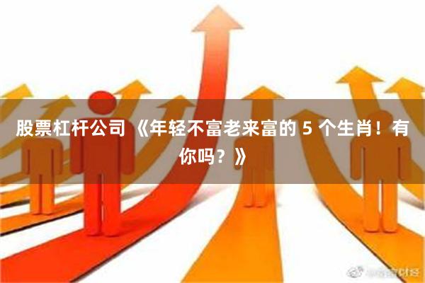 股票杠杆公司 《年轻不富老来富的 5 个生肖！有你吗？》